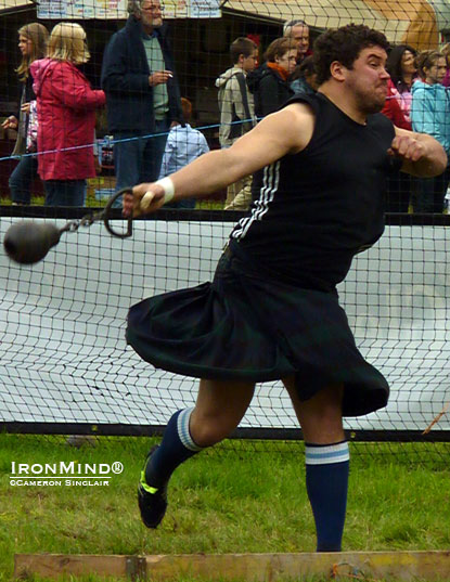 Sinclair Patience on the 28-weight for distance at the Drumtochty Highland Games.  Cameron Sinclair photo.