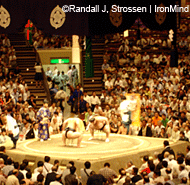 Whether or not you have had the good fortune of attending one of sumo's Grand Tournaments, such as this one in Tokyo, don't think sumo, Southern California and spring don't mix. IronMind® | Randall J. Strossen, Ph.D. photo.