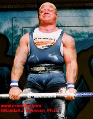 Svend "Viking Power" Karlsen deadlifts on the Apollon's Axle at the 2003 Hawaiian Grand Prix. IronMind® | Randall J. Strossen, Ph.D. photo.