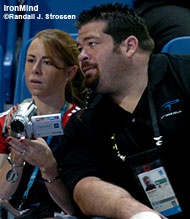 If you lift weights, think you're strong and want to go to the Olympics, weightlifting is your sport: Here, Tara Nott and Shane Hamman, both from the US, relax as they get interviewed at the 2004 Olympics. Tara Nott won a gold medal at the 2000 Olympics and while Shane Hamman might not have medaled, he's a two-time Olympian, he holds all the American superheavyweight records in the sport, and if you're still wondering about just how strong he was, Shane still holds the IPF superheavyweight world record in the squat. IronMind® | Randall J. Strossen, Ph.D. photo.