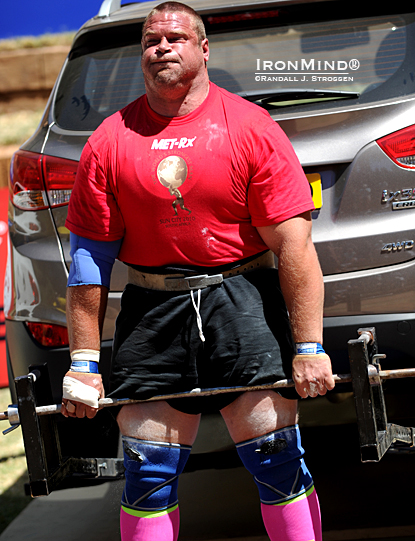 If you can deadlift a car for reps, among other feats of strength, you, too, can be like Terry Hollands and wear pink socks if you’d like—nobody’s likely to get too lippy.  IronMind® | Randall J. Strossen photo.