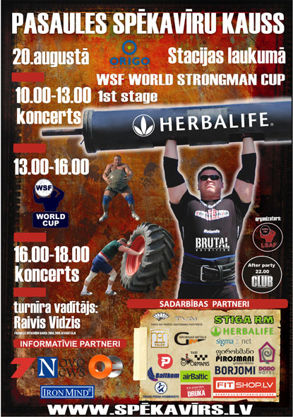 WSF World Cup has announced an upcoming series of strongman contests, beginning on August 20 in Riga, Latvia.  IronMind® | Courtesy of WSF World Cup.