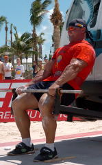 Defending WSM winner Mariusz Pudzianowski fights for position as he goes for broke in the deadlift. IronMind® | Randall J. Strossen, Ph.D. photo.