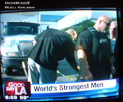 Strongmen Brian Shaw, Nick Best and Johannes Arsjo were on Good Day LA this morning.  IronMind® | Kjell Karlsson photo.