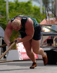 Magnus Samuelsson puts the pedal to the metal in the Truck Pull at WSM. IronMind® | Randall J. Strossen, Ph.D. photo.