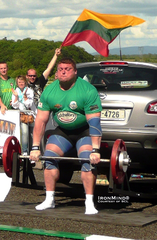 When Zydrunas Savickas feels the strain in a deadlift, you know why Marcel Mostert said Bill Kazmaier would have liked this event.  IronMind® | Courtesy of SCL.